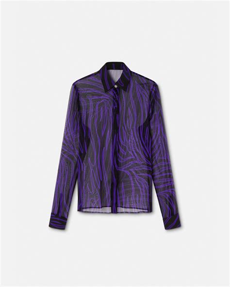 versace rainbow zebra shirt|Versace Zebra Sheer Silk Shirt for Women .